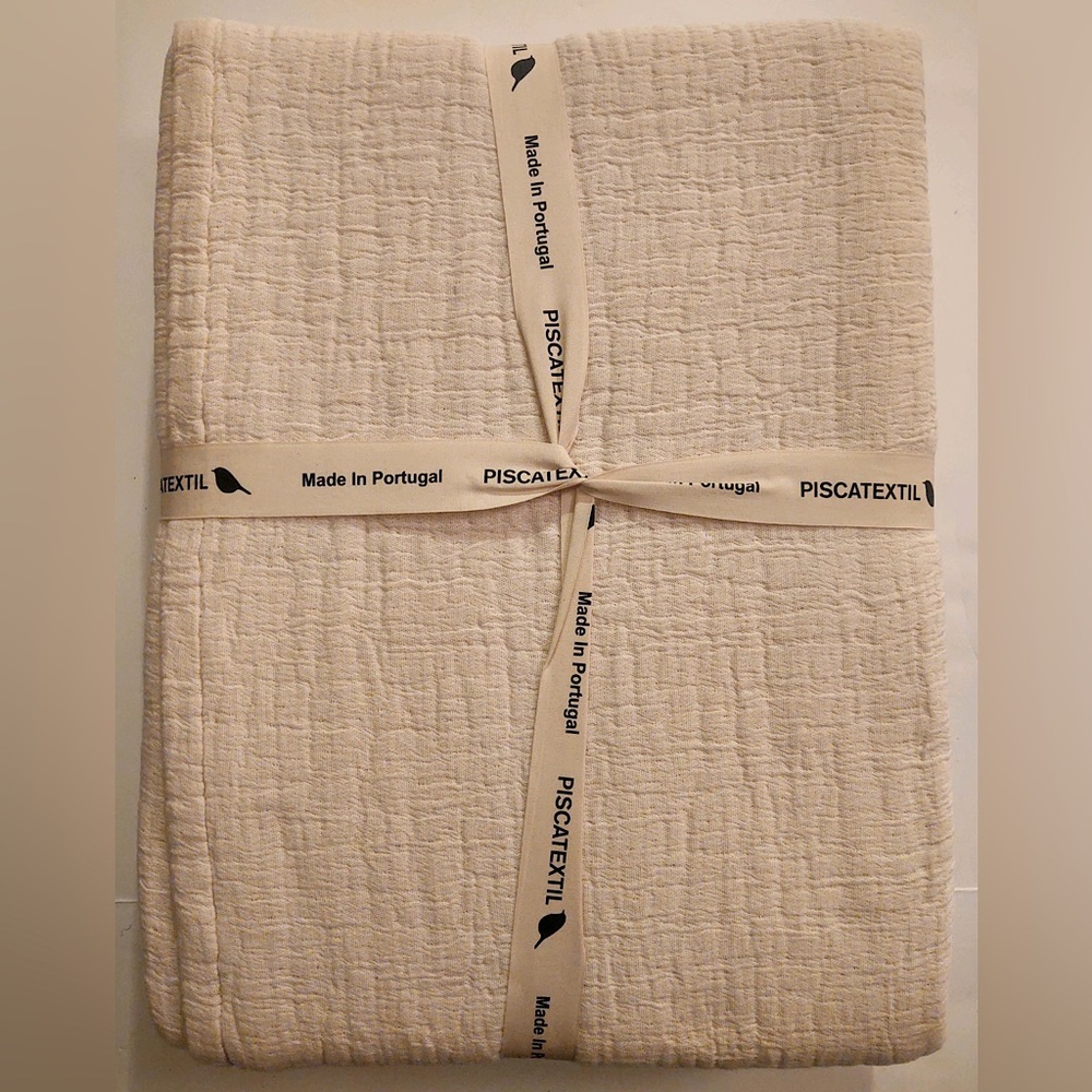 🎁Piscatextil Coverlet - Cotton - Queen Size - Made in Portugal - Oatmeal - Picture 2 of 3